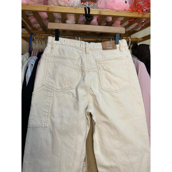 We the free Tinsley Baggy High Rise Straight Leg Jeans Size 28 Free People Cream - Picture 11 of 13
